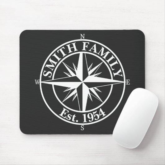 Compass Star Monogramm personalisierbares Emblem Mousepad (Mit Mouse)
