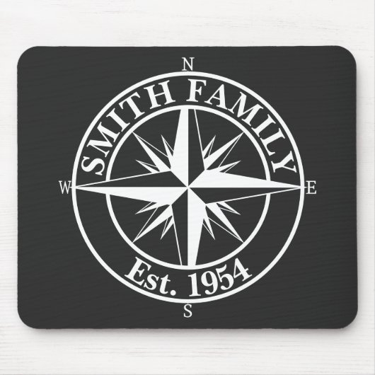 Compass Star Monogramm personalisierbares Emblem Mousepad (Vorne)