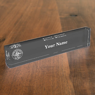 Compass Star Monogramm personalisierbares Emblem Namensplakette