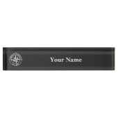 Compass Star Monogramm personalisierbares Emblem Namensplakette (Vorderseite)