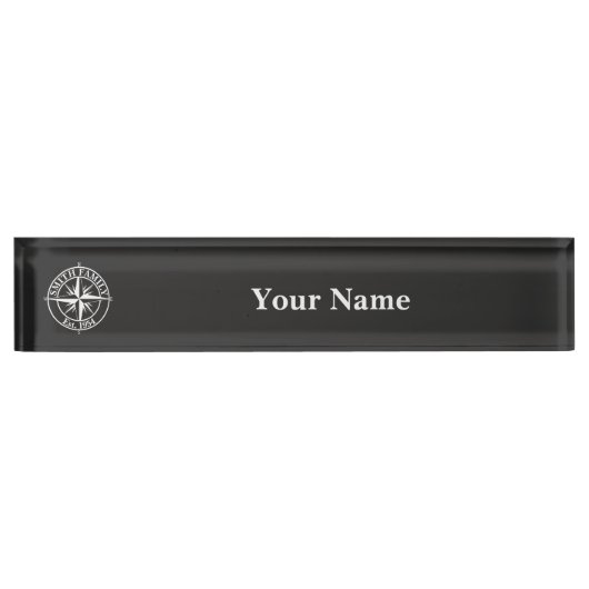 Compass Star Monogramm personalisierbares Emblem Namensplakette (Vorderseite)