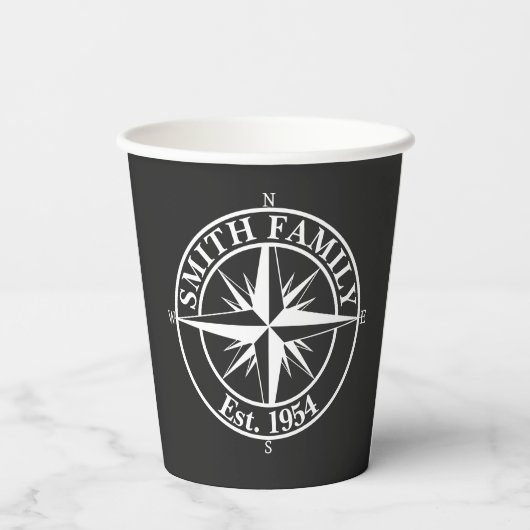 Compass Star Monogramm personalisierbares Emblem Pappbecher (Rückseite)