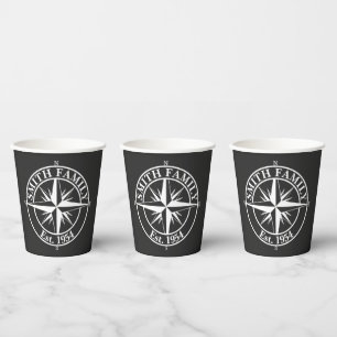 Compass Star Monogramm personalisierbares Emblem Pappbecher