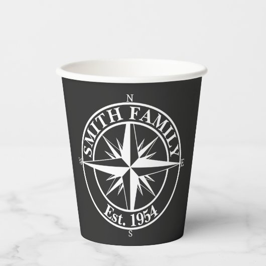 Compass Star Monogramm personalisierbares Emblem Pappbecher (Vorderseite)