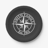 Compass Star Monogramm personalisierbares Emblem Pappteller (Vorderseite)