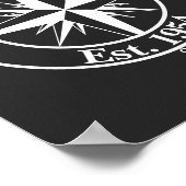 Compass Star Monogramm personalisierbares Emblem Poster (Ecke)