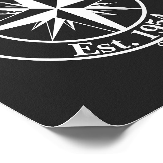 Compass Star Monogramm personalisierbares Emblem Poster (Ecke)
