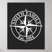Compass Star Monogramm personalisierbares Emblem Poster (Vorne)