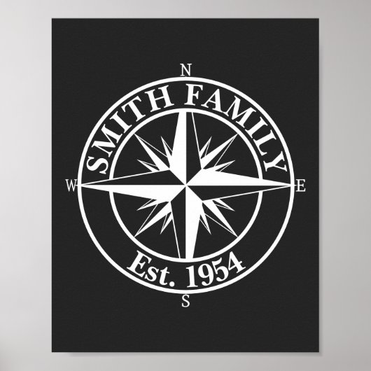 Compass Star Monogramm personalisierbares Emblem Poster (Vorne)
