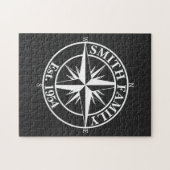Compass Star Monogramm personalisierbares Emblem Puzzle (Horizontal)