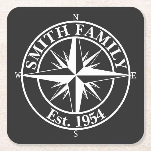 Compass Star Monogramm personalisierbares Emblem Rechteckiger Pappuntersetzer (Vorderseite)