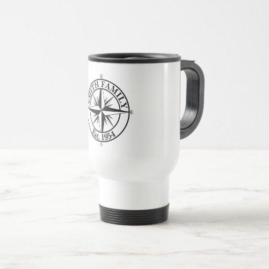 Compass Star Monogramm personalisierbares Emblem Reisebecher (VorderseiteRechts)