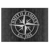Compass Star Monogramm personalisierbares Emblem Schneidebrett (Vorderseite)
