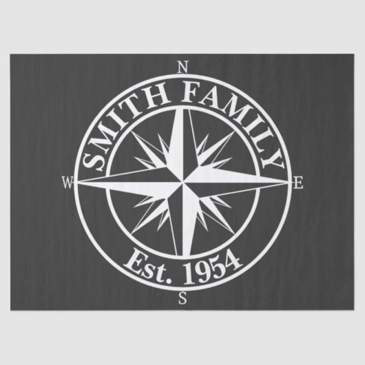 Compass Star Monogramm personalisierbares Emblem Seidenpapier (Vorderseite)