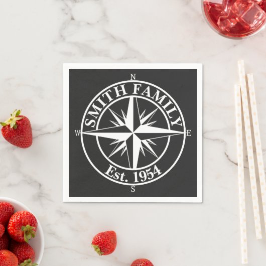 Compass Star Monogramm personalisierbares Emblem Serviette (Beispiel)
