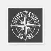 Compass Star Monogramm personalisierbares Emblem Serviette (Vorderseite)