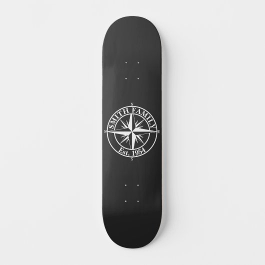 Compass Star Monogramm personalisierbares Emblem Skateboard (Vorderseite)