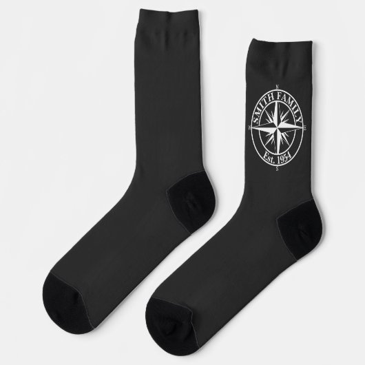 Compass Star Monogramm personalisierbares Emblem Socken (Linkes Detail)