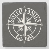 Compass Star Monogramm personalisierbares Emblem Steinuntersetzer (Vorderseite)