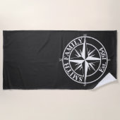 Compass Star Monogramm personalisierbares Emblem Strandtuch (Vorderseite)