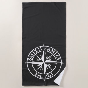 Compass Star Monogramm personalisierbares Emblem Strandtuch