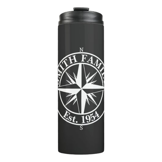 Compass Star Monogramm personalisierbares Emblem Thermosbecher (Vorderseite)