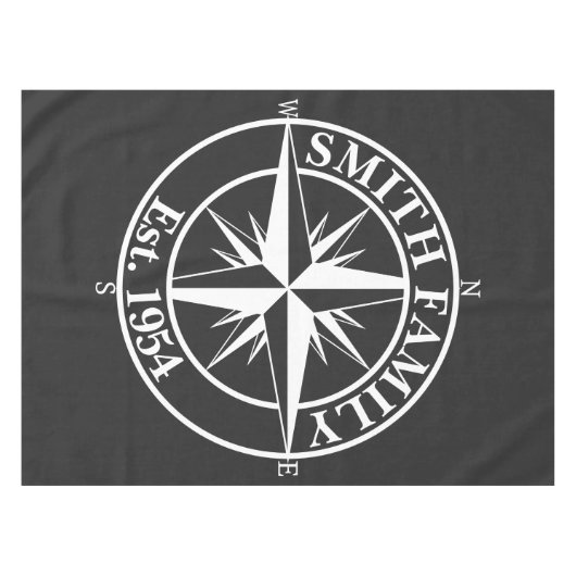 Compass Star Monogramm personalisierbares Emblem Tischdecke (Vorderseite (Horizontal))