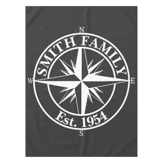 Compass Star Monogramm personalisierbares Emblem Tischdecke (Vorderseite)