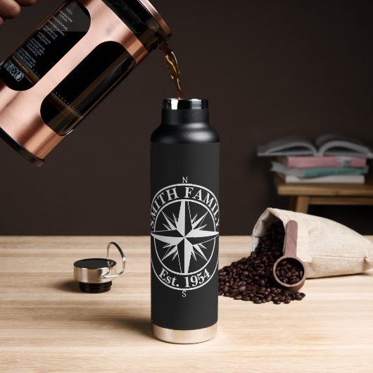 Compass Star Monogramm personalisierbares Emblem Trinkflasche (Kaffee)