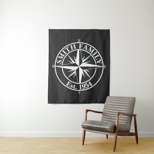 Compass Star Monogramm personalisierbares Emblem Wandteppich (Beispiel)
