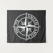 Compass Star Monogramm personalisierbares Emblem Wandteppich (Vorderseite (Horizontal))