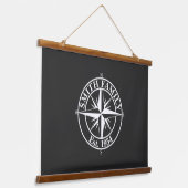 Compass Star Monogramm personalisierbares Emblem Wandteppich Mit Holzrahmen (Gewinkelt)