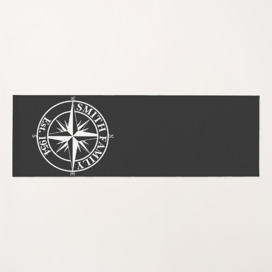 Compass Star Monogramm personalisierbares Emblem Yogamatte (Vorderseite (Horizontal))