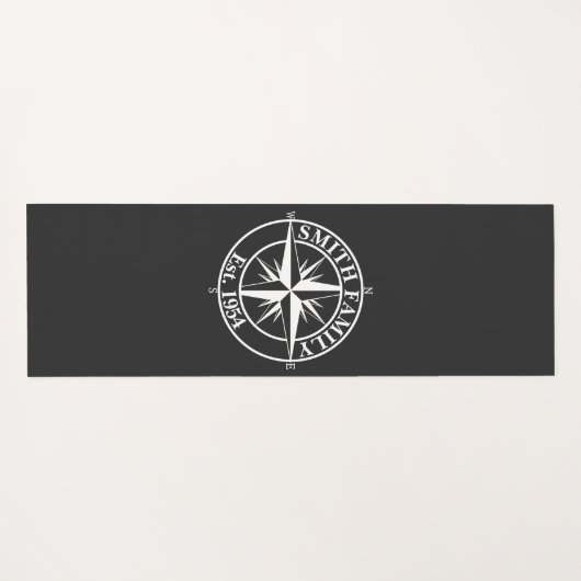 Compass Star Monogramm personalisierbares Emblem Yogamatte (Rückseite (Horizontal))