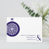 Compass Wedding RSVP Karte (Stehend Vorderseite)