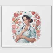 Compassionate Nurse - Elegant Floral Art Illustrat Geschenkpapier (Flach)