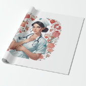 Compassionate Nurse - Elegant Floral Art Illustrat Geschenkpapier (Ungerollt)