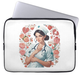Compassionate Nurse - Elegant Floral Art Illustrat Laptopschutzhülle