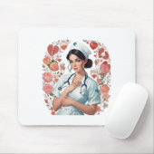 Compassionate Nurse - Elegant Floral Art Illustrat Mousepad (Mit Mouse)