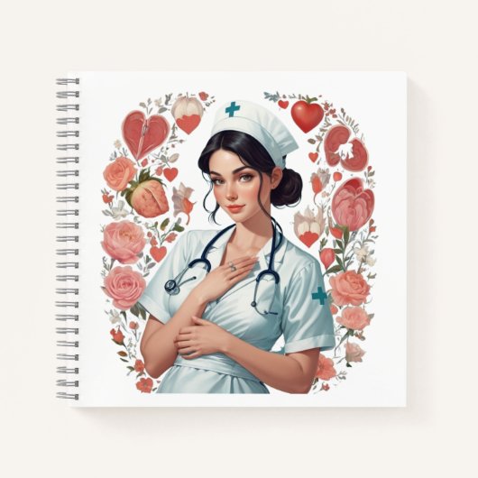 Compassionate Nurse - Elegant Floral Art Illustrat Notizblock (Vorderseite)