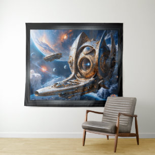 Compellious Galactic Cruiser Al Art von Xzendor7 Wandteppich