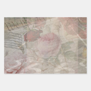 Compilation der amerikanischen Blumendekoupage Geschenkpapier Set