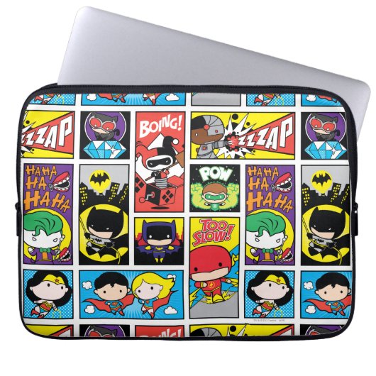 Compilation-Muster der Chibi-Gerechtigkeitsliga Laptopschutzhülle (Vorderseite)
