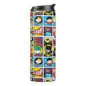 Compilation-Muster der Chibi-Gerechtigkeitsliga Thermosbecher (Nach links gedreht)