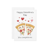 Complete Me - Niedlich & Punny Pizza Valentine's Karte (Vorderseite/Rückseite Beispiel)