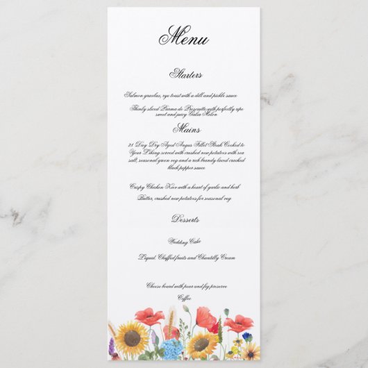 Completely Customisable Wedding Menu Menükarte (Vorderseite)