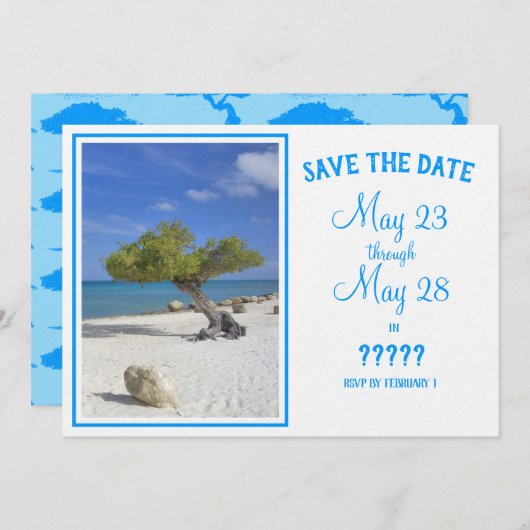 Completely Editable Save the Date Aruba Divi Tree Einladung (Vorne/Hinten)