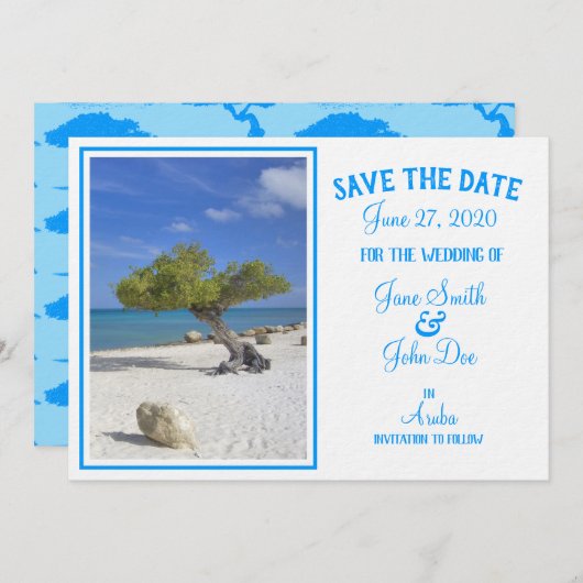 Completely Editable Save the Date Aruba Divi Tree Einladung (Vorne/Hinten)
