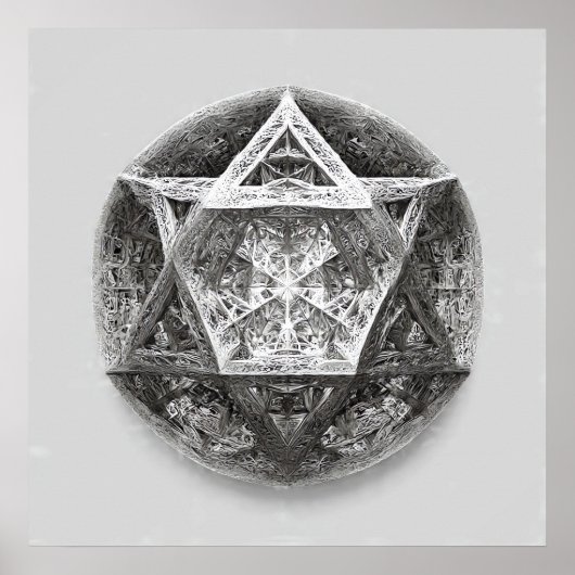 Complex Geometric Line Art: Icosahedron Infinity Poster (Vorne)