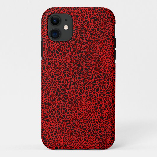 Complex Network - iPhone Case in Rot und Schwarz (Rückseite)